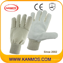 Скрытая кожаная рабочая перчатка безопасности с белой наружной манжетой (11021)